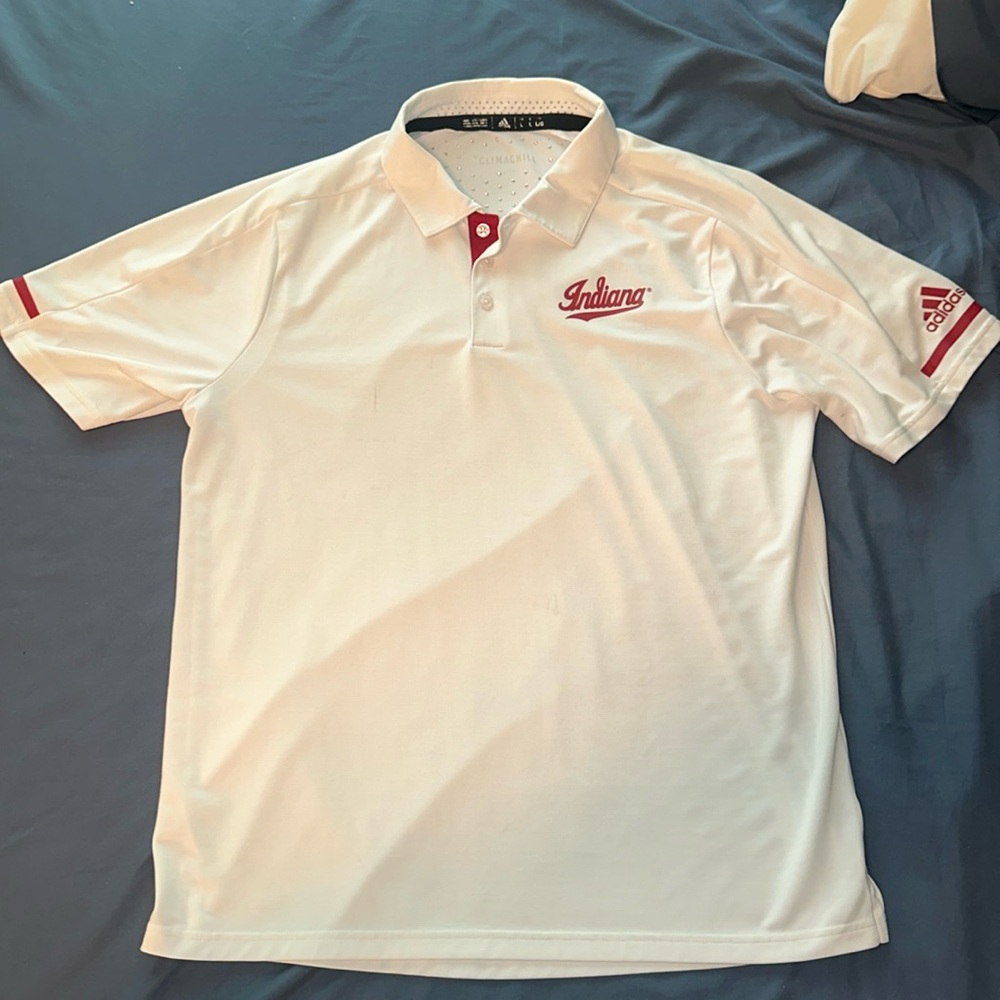 Adidas white Indiana University Polo, Great Condition, Large